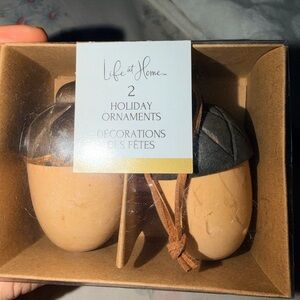 LIFE AT HOME Wooden Acorn Christmas Ornaments BRAND NEW In Box
